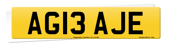 Registration number AG13 AJE
